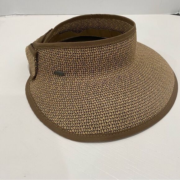 Scala Women's Packable Paper Braid Visor Brown Natural One Size - Picture 5 of 12